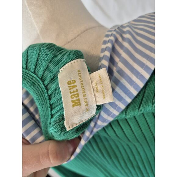 Anthropologie Maeve Green Layered Ribbed Cardigan Sweater XS - Picture 10 of 10